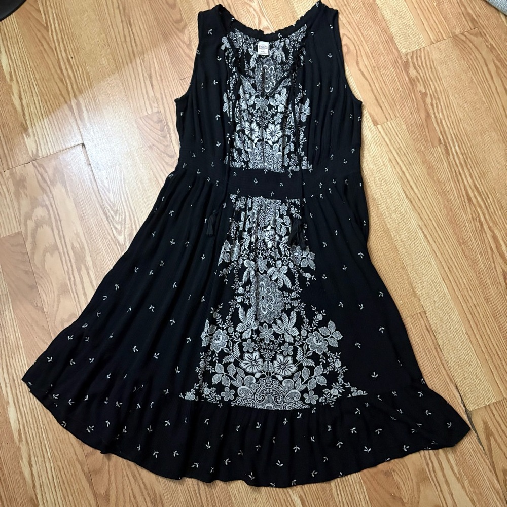 Bila Johnny Was Black and White Mixed Print Peasant Dress Size XXL